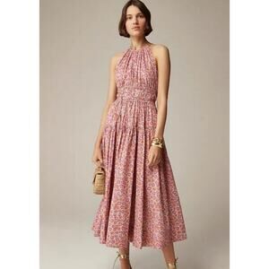 j. crew tie-waist halter floral dress liberty ellie fabric ca089 women xxsmall